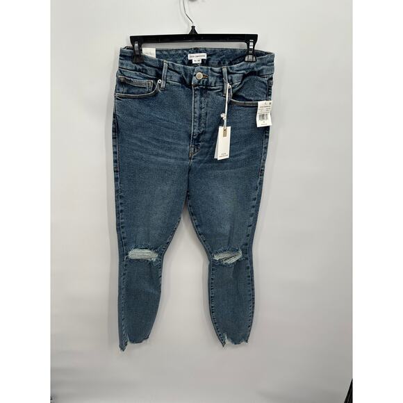 GOOD AMERICAN NWT Good Waist Crop Denim Jean in Blue799 // 10 - Picture 6 of 15